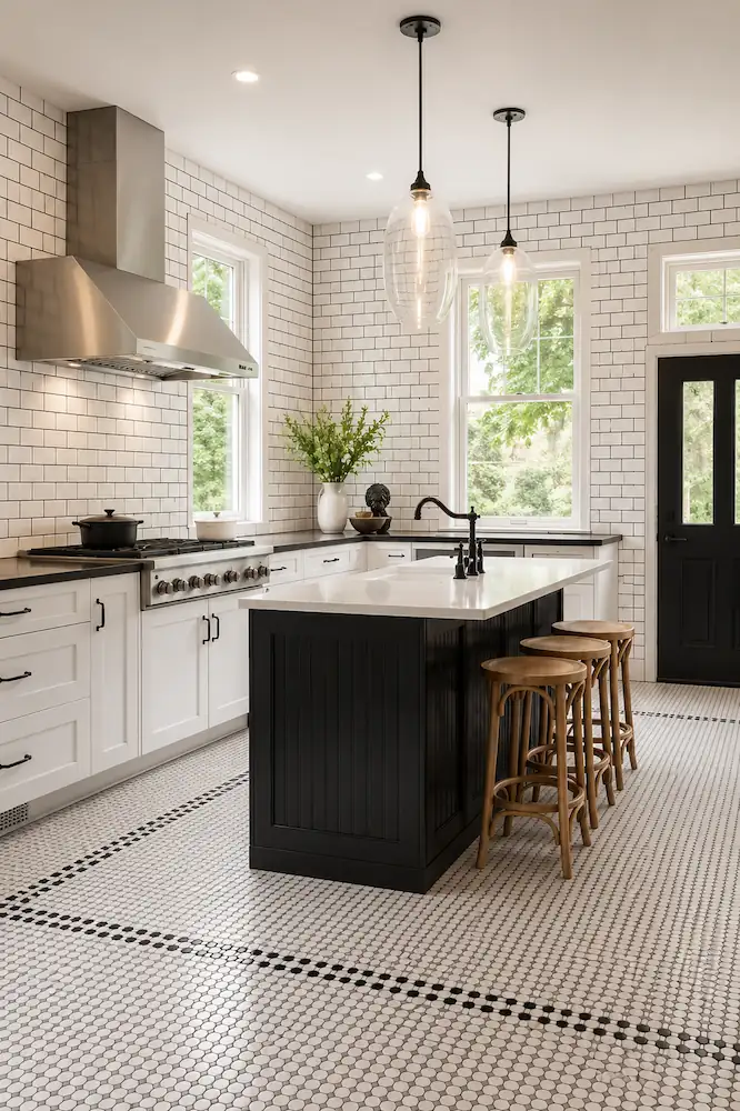 Open plan kitchen after renovation