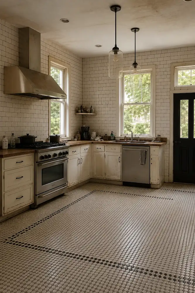 Open plan kitchen before renovation